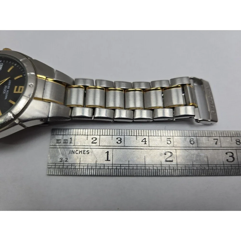 Pulsar by Seiko Mens 38mm Two Tone Date 100M Stainless Steel Watch New Battery